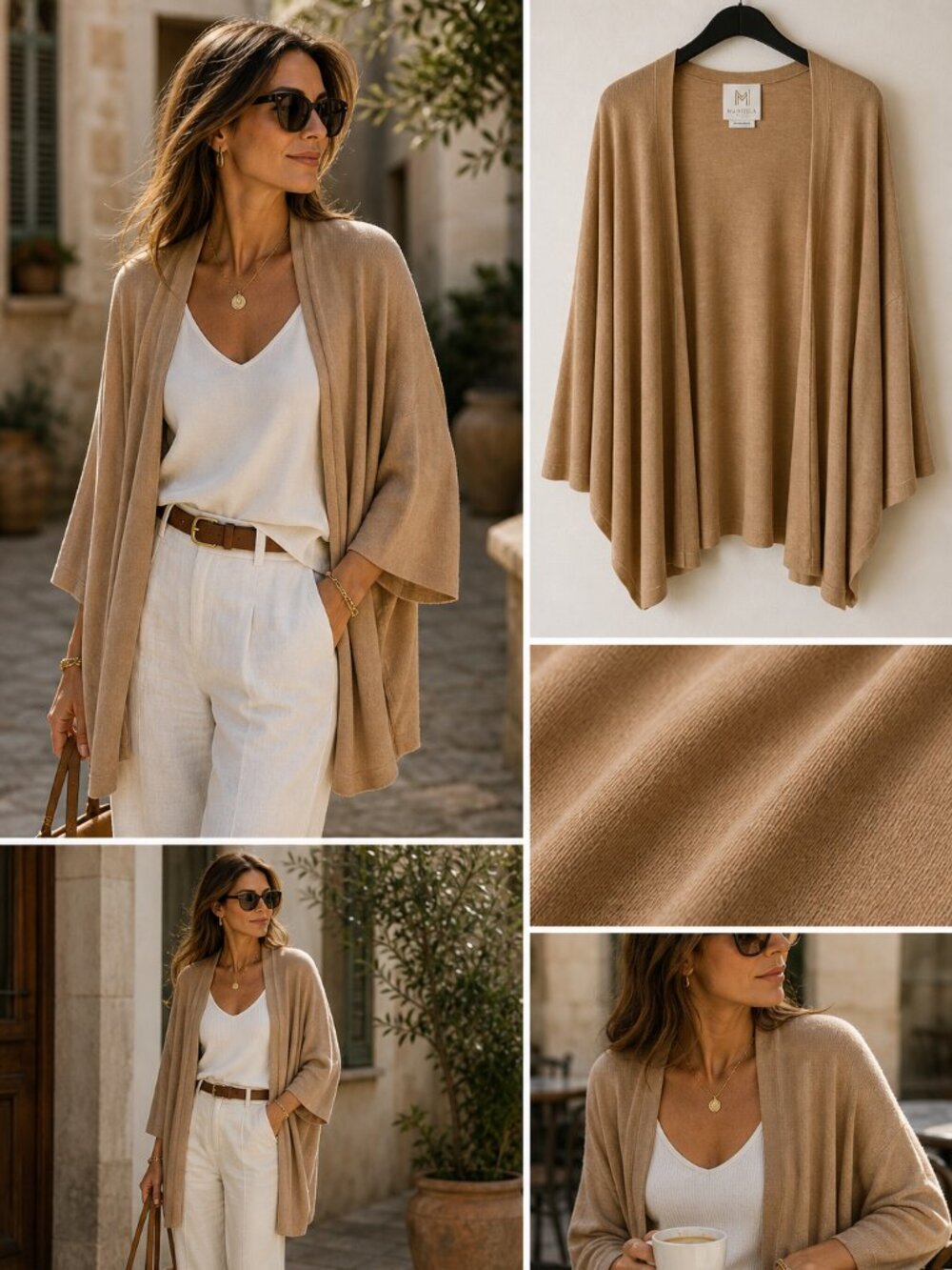 ✨ Marella Italy Camel Cardigan | Quiet Luxury Drape Knit | Effortless Chic Layer